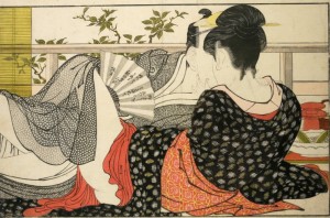 Kitagawa Utamaro (died 1806). 'Lovers in the upstairs room of a teahouse'