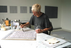 Rebecca Salter in her studio