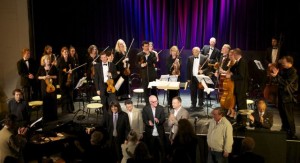 Last year's Composers festival, showing composer Nobuya Monta with some of the other composers who attended, and the London Gala Orchestra.